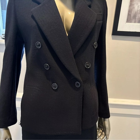 SONIA RYKIEL BLACK DOUBLE BREASTED VIEGIN WOOL CAPTAINS BLAZER JACKET 42/12 - Picture 3 of 11